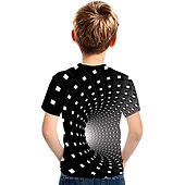 رخيصةأون رؤية 3D وهندسة الصبي-للصبيان 3D ألوان متناوبة 3D طباعة تي شيرت كم قصير طباعة ثلاثية الأبعاد الصيف نشيط الرياضات أناقة الشارع بوليستر حرير الرايون أطفال 2-13 سنة الأماكن المفتوحة مناسب للبس اليومي