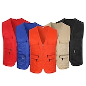 cheap Vests-Men&#039;s Fishing Vest Military Tactical Vest Hiking Vest Sleeveless V Neck Vest / Gilet Jacket Top Outdoor Breathable Quick Dry Lightweight Multi Pockets Cotton Polyester Dark Grey Black Army Green