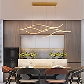cheap Island Lights-100/120 cm LED Pendant Light Wave Design Line Design Black Gold  Metal Artistic Style Modern Style  Office, Shops Stylish Painted Finishes Artistic LED 110-120V 220-240V