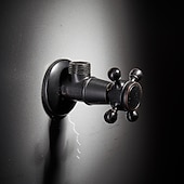 levne Doplňky k bateriím-starožitný měděný trojúhelníkový ventil vyřezávaný retro zesílený teplý a studený trojúhelníkový ventil černý rohový ventil odolný proti výbuchu uzavírací ventil vody 1ks