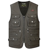 abordables ropa exterior activa para hombres-Hombre Chaleco de caza Al aire libre Listo para vestir Transpirable Cómodo Primavera Verano Un Color Algodón Ejército amarillo Color Caquí Blanco Marfil