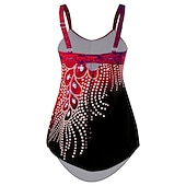 preiswerte Schwimmresse-Damen Übergröße Badeanzug 2 Stück Schwimm-Kleid Bademode Bedruckt für große Büsten Urlaub Sport Blatt Badeanzüge