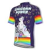abordables Maillots pour hommes-Homme Maillot de cyclisme Arc-en-ciel Licorne Drôle Manche Courte Cyclisme Maillot Top avec 3 poches arrière VTT Vélo tout terrain Cyclisme sur route Séchage Rapide Doux Bandes réfléchissantes Poche