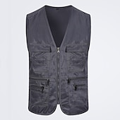 cheap Vests-Men&#039;s Fishing Vest Military Tactical Vest Hiking Vest Sleeveless V Neck Vest / Gilet Jacket Top Outdoor Breathable Quick Dry Lightweight Multi Pockets Cotton Polyester Dark Grey Black Army Green