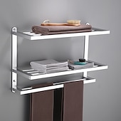economico Portasciugamani-portasciugamani in alluminio per bagno, portasciugamani da parete a 3 strati porta asciugamani da bagno 60 cm (nero/argento/grigio canna di fucile)