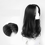 economico Parrucche trendy sintetiche-parrucche nere per le donne parrucche sintetiche lunghe con frangetta naturale diritto ondulato marrone scuro/parrucche nere per le donne parrucche cosplay parrucche in fibra resistente al calore