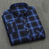 preiswerte Businesshemden für Herren-Herren Oberhemd Kariertes Hemd trachtenhemd Kragenhemd Knopfhemd Schottenstoff Hochzeit Arbeitskleidung A B C E Langarm Kragen Frühling Winter Bekleidung Button-Down