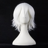 economico Parrucche da festa-parrucche sintetiche corte per donna bianco viola blu biondo giallo nero rosso parrucca cosplay femminile parrucca carnevalesca in fibra ad alta temperatura