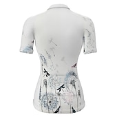 billige Dametrøyer-Dame Sykkeltrøyer Grafisk Mønstret Blomster botanikk Kortermet Sykkel Jersey Topper med 3 baklommer Fjellsykling Veisykling Fort Tørring Hurtigtørkende Myk Refleksbånd sport Hvit Gul Rosa Klær