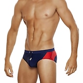 cheap Men&#039;s Swim Briefs-Men&#039;s Swimwear Swim Briefs Color Block Antibacterial Leak Proof Beach Swimming Pool Fashion Simple Lake blue Black Micro-elastic