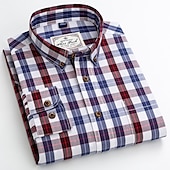voordelige Overhemden met knopen voor heren-Voor heren Overhemd Geruit overhemd Button-down overhemd Shirt met kraag Geruit Bruiloft Werk B C D E Lange mouw Strijkijzer Lente &amp; Herfst Kleding Button-omlaag