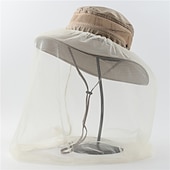 cheap Outdoor Headwear-Men&#039;s Women&#039;s Sun Hat Hiking Hat Mosquito Head Net Hat 1 pcs Summer Outdoor Portable Anti-Mosquito Anti-Eradiation Comfortable Patchwork Polyester Army Green Khaki Dark Gray for Fishing