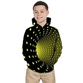 ieftine Viziune 3D și geometrie a băiatului-Băieți 3D Geometric Hanorac cu Glugă Manșon Lung Tipărire 3D Primăvară Iarnă Activ De Bază Copii Copil Zilnic