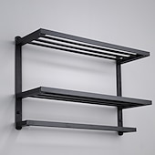 economico Portasciugamani-portasciugamani in alluminio per bagno, portasciugamani da parete a 3 strati porta asciugamani da bagno 60 cm (nero/argento/grigio canna di fucile)