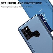 abordables Carcasas Samsung-teléfono Funda Para Samsung galaxia S24 S23 S22 S21 S20 Ultra Plus FE A54 A34 A14 A72 A52 A42 A71 A51 A31 Note 20 Ultra 10 Plus S25 Ultra Funda Completa con Soporte Espejo Activación al abrir