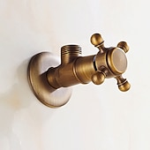 levne Doplňky k bateriím-starožitný měděný trojúhelníkový ventil vyřezávaný retro zesílený teplý a studený trojúhelníkový ventil černý rohový ventil odolný proti výbuchu uzavírací ventil vody 1ks