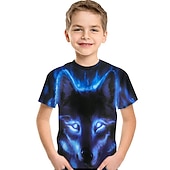 abordables Animales 3D para Niño-Niños Chico Camiseta Manga Corta Bleu Ciel Azul cielo Azul marinero Impresión 3D Dinosaurio Animal Escuela Diario Interior Básico Fresco 3-12 años / Verano
