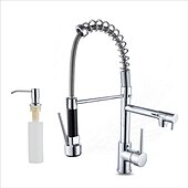 economico Rubinetti per lavello-Rubinetto da cucina - Una manopola Due fori Cromo Estraibile A 3 fori Moderno Kitchen Taps