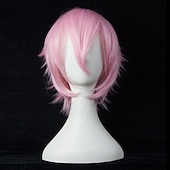 economico Parrucche da festa-parrucche sintetiche corte per donna bianco viola blu biondo giallo nero rosso parrucca cosplay femminile parrucca carnevalesca in fibra ad alta temperatura
