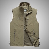 billiga Herrars fiskeväst-Herr Fiskeväst Militär taktisk väst Vandringsväst Ärmlös Väst Jacka Överdelar Utomhus Andningsfunktion Snabb tork Lättvikt Multi Pocket Sommar Tillbaka ventilationsdesign Chinlon Mörkgrå Svart
