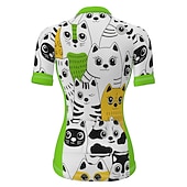 お買い得  ウィメンズジャージ-女性用 サイクリングジャージー 動物 虹色 勾配 半袖 バイク ジャージー トップス 3つのリアポケット付き マウンテンサイクリング ロードバイク 速乾性 ソフト 反射性ストリップ 後ポケット スポーツ ホワイト グリーン ローズレッド 衣類