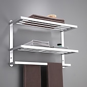 economico Portasciugamani-portasciugamani in alluminio per bagno, portasciugamani da parete a 3 strati porta asciugamani da bagno 60 cm (nero/argento/grigio canna di fucile)