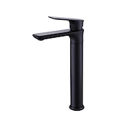 abordables Classiques-Lavabo de salle de bain grand robinet style robuste poignée unique un trou cuve de bain évier robinet de montage sur pont bassin chaud et froid mitigeur de lavabo robinets de lavabo en laiton noir mat