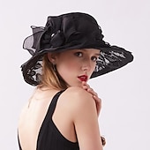 economico Cappelli per feste-berretto Copricapo Cappelli di paglia Tulle Pizzo Cappelli da pescatore Cappello di paglia Cappello da sole Informale Per eventi Coppa di Melbourne cocktail Astco reale Stile vintage Elegante Con