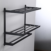 economico Portasciugamani-portasciugamani in alluminio per bagno, portasciugamani da parete a 3 strati porta asciugamani da bagno 60 cm (nero/argento/grigio canna di fucile)