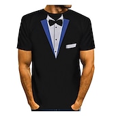 cheap 3D T shirts-Men&#039;s Graphic Tee Tuxedo Shirts Short Sleeve T shirt 3D Print Round Neck Shirt Exaggerated Basic Daily Black White Yellow Clothing Apparel Normal S M L XL XXL 3XL 4XL