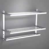 economico Portasciugamani-portasciugamani in alluminio per bagno, portasciugamani da parete a 3 strati porta asciugamani da bagno 60 cm (nero/argento/grigio canna di fucile)