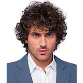 cheap Black &amp; African Wigs-Synthetic Wig Curly Short Bob Wig Short Black / Brown Synthetic Hair 28 inch Men&#039;s Party Fashion Comfy Black Brown