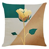abordables estilo floral y plantas-funda de cojín 4pcs suave geométrico simple clásico tiro funda de almohada funda de cojín de lino de imitación funda de almohada para sofá dormitorio calidad superior lavable a máquina para sofá sofá