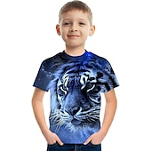 abordables Animales 3D para Niño-Niños Chico Camiseta Manga Corta Bleu Ciel Azul cielo Azul marinero Impresión 3D Dinosaurio Animal Escuela Diario Interior Básico Fresco 3-12 años / Verano