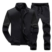 billiga Träningsdräkter-Herr Träningsoverall 2 delar Elastiskt midjeband Utomhus Hög krage Andningsfunktion Mjuk Bekväm Motion &amp; Fitness Vardagsanvändning Sportkläder Sportkläder Svart Grå Rubinrött / 2st / förpackning