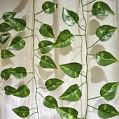 cheap Artificial Plants &amp; Greenery-12Pcs 220Cm/87“ Artificial Plants Vine Wall Decor Wedding Party Decorative Artificial Leaves Greenery Artificial Hanging Plants For Wedding Wall Decor, Party Room Decor