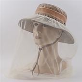 cheap Outdoor Headwear-Men&#039;s Women&#039;s Sun Hat Hiking Hat Mosquito Head Net Hat 1 pcs Summer Outdoor Portable Anti-Mosquito Anti-Eradiation Comfortable Patchwork Polyester Army Green Khaki Dark Gray for Fishing
