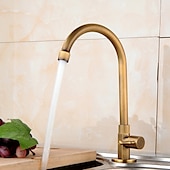 cheap Kitchen Faucets-Kitchen faucet - Single Handle One Hole Antique Brass Standard Spout Centerset Antique Kitchen Taps