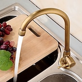 cheap Kitchen Faucets-Kitchen faucet - Single Handle One Hole Antique Brass Standard Spout Centerset Antique Kitchen Taps