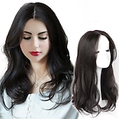 economico Parrucche trendy sintetiche-parrucche nere per le donne parrucche sintetiche lunghe con frangetta naturale diritto ondulato marrone scuro/parrucche nere per le donne parrucche cosplay parrucche in fibra resistente al calore