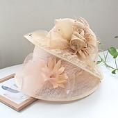 levne Fascinátory a klobouky-Klobouky Doplňky do vlasů Tyl Kbelík Slamák Sluneční klobouk Ležérní Dovolená Kentucky Derby Dostih Dámský den Retro styl Elegantní Krajkový S Peří Krajka Přílba Pokrývky Hlavy