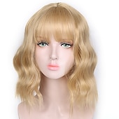 abordables Perruques de fête-perruques roses pour femmes perruque synthétique vague profonde frange soignée perruque rose courte a1 a2 a3 a4 a5 cheveux synthétiques femmes cosplay fête mode rose violet carnaval perruque