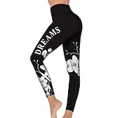 billiga 3d leggings-Dam Yogabyxor Rumplyft Magkontroll Hög midja Gymträning Löpning Kondition Trikåer Damasker Blomtryck Svart Höst Vinter sporter Sportkläder Hög Elasisitet