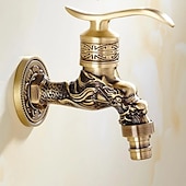 cheap Wall Mount-Outdoor Faucet,Wall Mount Antique Brass Faucet,Garden Outdoor Decorative Hose 1/2 inch Connection Spigot Carving Desigh with Cold Water Only