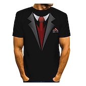 cheap 3D T shirts-Men&#039;s Graphic Tee Tuxedo Shirts Short Sleeve T shirt 3D Print Round Neck Shirt Exaggerated Basic Daily Black White Yellow Clothing Apparel Normal S M L XL XXL 3XL 4XL
