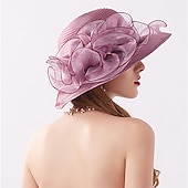economico Cappelli per feste-Cappelli Copricapi Cappelli di Paglia Cappello a Secchiello di Tulle Cappello di Paglia Cappello da Sole Casual Vacanze Melbourne Cup Cocktail Royal Ascot Stile Vintage Con Applicazioni Ruching