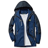 baratos Casacos Leves, Polares &amp; Caminhada-Homens Casaco com capuz Jaqueta Caminhada Softshell Quebra-Vento de Trilha Verão Ao ar livre Retalhos Prova-de-Água A Prova de Vento Secagem Rápida Leve Jaqueta Blusas Zíper Visível de Comprimento