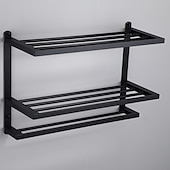economico Portasciugamani-portasciugamani in alluminio per bagno, portasciugamani da parete a 3 strati porta asciugamani da bagno 60 cm (nero/argento/grigio canna di fucile)