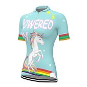 cheap Women's Jerseys-Women's Cycling Jersey Graphic Rainbow Unicorn Short Sleeve Bike Jersey Top with 3 Rear Pockets Mountain Bike MTB Road Bike Cycling Fast Dry Quick Dry Soft Reflective Strips Sports Rose Red + Black