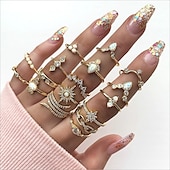 cheap Rings-17pcs Ring For Women&#039;s Work Gift Daily Alloy Geometrical Graduation Joy